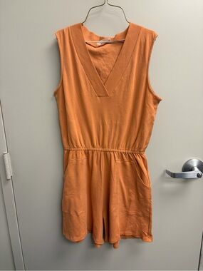 Zenana Outfitters Orange V-Neck Sleeveless Romper